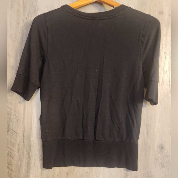 Athleta Step Forward Sweatshirt Tee V-Neck Black Athletic Shirt XXS/TTP - Picture 8 of 10